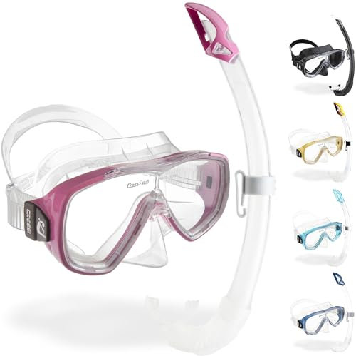 CRESSI Onda Combo Set Transparent/Pink - Maschera Onda + Snorkel Mexico per Immersioni e Snorkeling, Trasparente/Rosa, Taglia Unica, Unisex