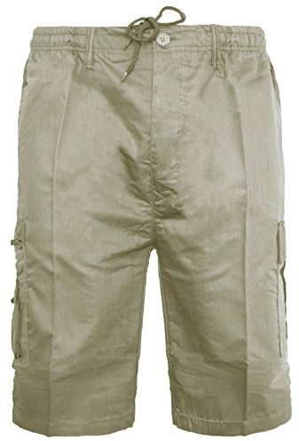 Mens Plain Shorts & 3/4 Three Quarter Length Shorts Cargo Combat Casual Summer Beach Poly Cotton 6 Pockets Work Short & ¾ Shorts Elasticated Waist Lightweight Pants Plus Big Sizes S-5XL