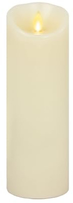 Lumianra Flameless Candle - Vanilla Scented Ivory Wax Classic Pillar - 8 in