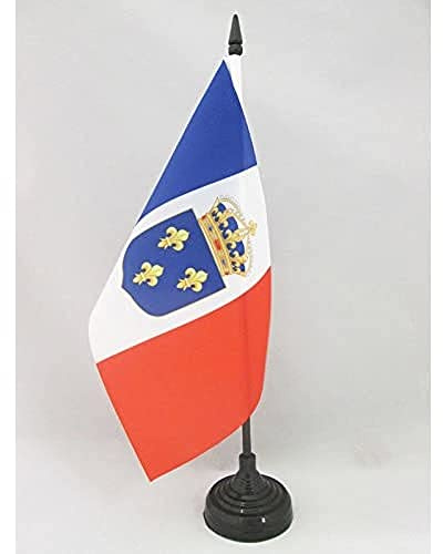 AZ FLAG - Drapeau De Table Monarchie constitutionnelle française 21x14 cm - Petit Drapeau Royaliste Français De Bureau 100% Polyester Avec Hampe De 25cm Et Socle En Plastique Noir