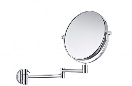 DEUSENFELD K72C - Doppel Wand Kosmetikspiegel, Rasierspiegel, Schminkspiegel, 2-Armig, 7X Vergrößerung + Normalspiegel, Ø20cm, 360° vertikal und horizontal schwenkbar, Messing verchromt, rostfrei