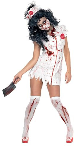 Halloween! Smiffys Zombiekostüm Krankenschwester, mit Kleid, Maske und Kopfteil