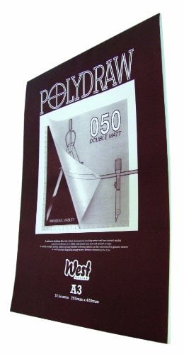 Westfilm Polydraw Polyester Drafting Film Pad, Clear, A3, 50 Microns, 15 Sheets, For Pencil, Ink, Transfer Lettering, Double-Matt Texture, Technical, Untearable, Will Not Yellow