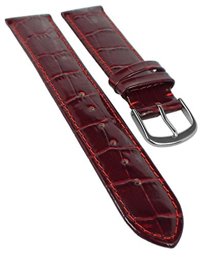 Herzog Uhrenarmband Kalbsleder Weinrot Glänzend 20339S, Stegbreite:18mm