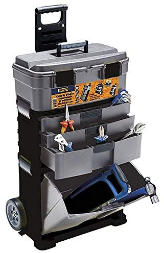 Alyco 192795 - Carro movil plastico con ruedas, asa telescopica y 3 modulos 490 x 300 x 824 mm