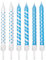 Polka-Dot & Stripe Candles Light Blue & White with Holders