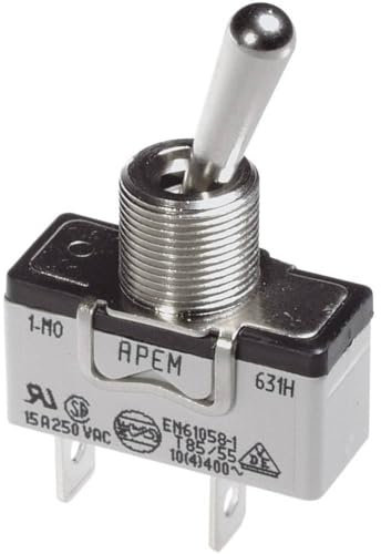 APEM Hebelschalter, 3 x Ein/Aus/Ein, 659H/2250 V/AC 10 A, permanent/0/permanent, 1 Stück