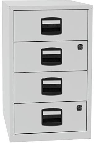 Bisley Home Beistellschrank PFA, 4 Universalschubladen, Metall, 645 Lichtgrau, 40 x 41.3 x 67.2 cm