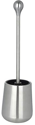 WENKO Edelstahl WC-Garnitur Mod. Nova eleganter Toilettenbürstenhalter für Bad und Gäste-WC aus rostfreiem Edelstahl satiniert Ø 11,2 x 41,5 cm Farbe Silber