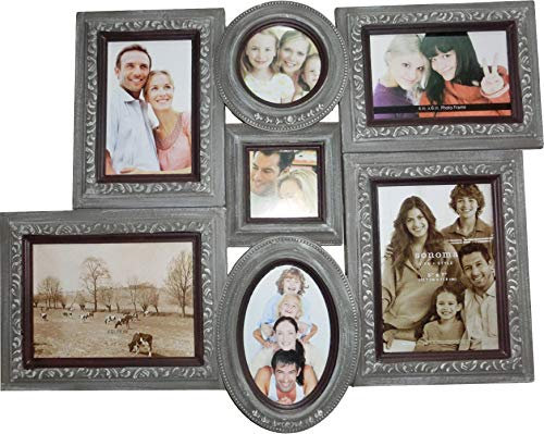 elbmöbel Bilderrahmen Collage braun antik aus Holz, Wand-Rahmen Landhaus Fotorahmen