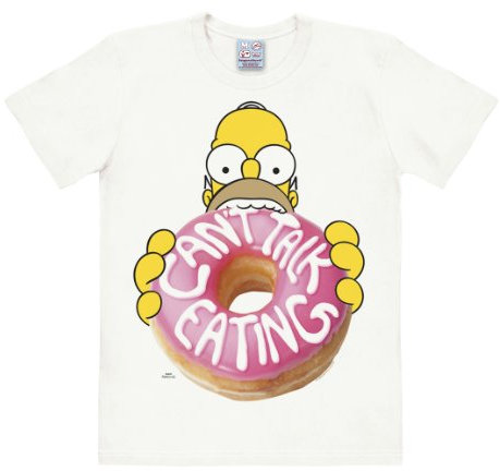 Logoshirt Camiseta Homer - El Dónut - Camiseta Los Simpson - The Simpsons - Homer - Doughnut - Camiseta con Cuello Redondo Blanco Antiguo - Diseño Original con Licencia, Talla M
