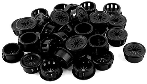 sourcing map 37 Stück Kabeldurchführung 19mm Montage Dia Schwarz Kunststoff Kabelrastverriegelung Buchse Kabel