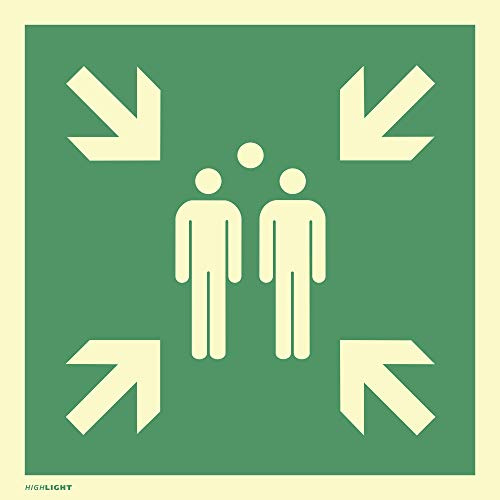 Schild Sammelstelle HIGHLIGHT gemäß ASR A1.3 Alu langnachleuchtend 20 x 20 cm (Fluchtweg, Sammelpunkt, Sammelplatz) wetterfest