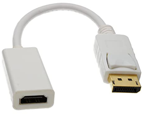 kenable DisplayPort Male Plug to HDMI Female Socket Adapter Cable White