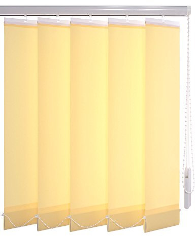 Liedeco Vertikalanlage Lamellenanlage Lamellenvorhang Vertikaljalousie | Lamellenbreite 89 mm | Höhe 180 cm, oder 250 cm | kürzbar | gelb (150 x 180 cm)