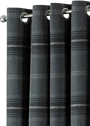 Riva Paoletti Aviemore Eyelet Curtains, Grey, 46 x 54 (117 x 137 cm), Polyester,