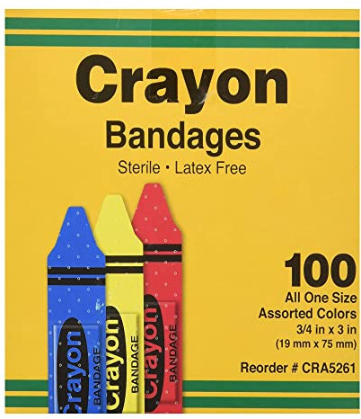 ASO Kid Design (Assorted Crayon) Plastic Adhesive Bandage Sterile .75 x 3 100 per Box