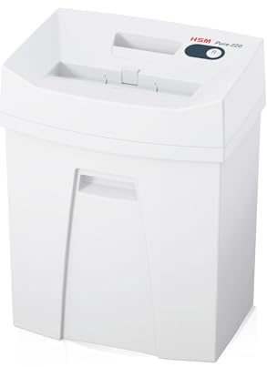 HSM Pure 220 Aktenvernichter I Partikelschnitt 4x25 mm I Sicherheitsstufe P-4 I Office Schredder für Papier, Kreditkarten, Heft- und Büroklammern I 25l Auffangbehälter I 7 Blatt I 5 J. Garantie