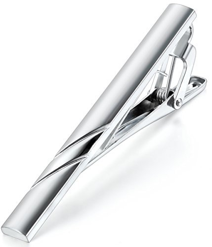 JewelryWe Legierung Krawattenklammer Krawattennadel Tie Clip Silber Business Hochzeit Wedding Elegant Polished Herren #488