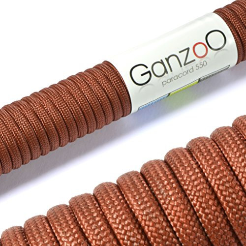 Ganzoo Paracord 550 Seil Dunkel-Braun 4mm Schnur Typ 3, Nylon & Polyester, ideal für Basteln von Hundeleine Halsband Armband/Camping Survival und Outdoor 30 Meter Allzweckseil 7 Innenstränge
