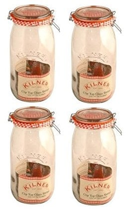 4 x Kilner Clip Top Glass Storage Jar - Round 2 Litre