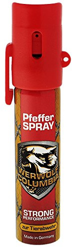 Columbia Werwolf Pfefferspray hochdosiertes Verteidigungsspray Made in Germany - Spray zur Selbstverteidigung bei Tierattacken - bis zu 1,5m Reichweite 1x 20ml