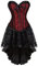 Jutrisujo korsett corsagen vollbrust Damen kleid korsettkleid elegant asymmetrisch rock spitze zum schnüren gothic rot M
