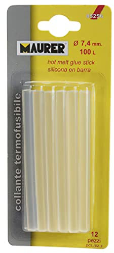 MAURER 14050187 Stick Termocolla per pistola incollatrice 7,4 mm, 1 pacco con 12 bastoncini