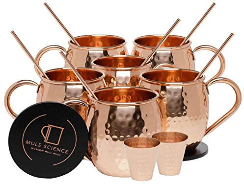 Deco 89 18 Ounce Drinking Mug, Set of 4 Moscow Mule Hammered Copper