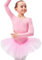 tanzmuster Kinder Ballett Tutu Romy - Langarm Ballettbody mit Tuturock und Glitzersteinen in rosa, Größe:140/146