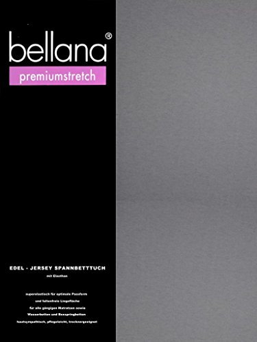 bellana® premiumstretch Edel-Elastic-Jersey Spannbetttuch für Wasserbetten und Boxspringbetten, 180-200 x 200-220 cm, grau