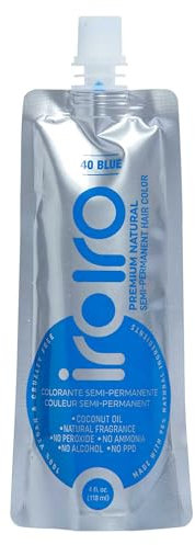 Tinte Iroiro premium, natural y semipermanente para el pelo, color 40 iro azul, 113 g.