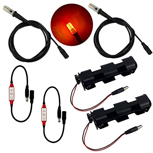 2 Kits Fire Effects Ember Orange Flame Simulation LED Lichter, 1.5 Meter 149.9 cm Kabel Länge mit Flicker Effekte Kontrolle für Theateraufführungen, Faux Flamme, und Glowing Coal Körbe