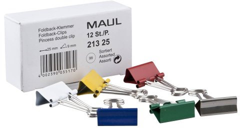MAUL 21325-99 Foldback-Klammer, sortiert, (B)25 mm, Klemmweite: 9 mm
