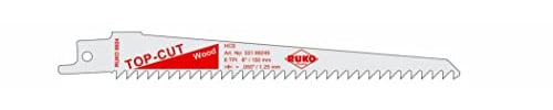 RUKO 33189245 - Pack de 5 sierras de sable HCS Acero con vástago universal 1/2, para madera, 150 mm (Equivalencia Bosch S 644 D)