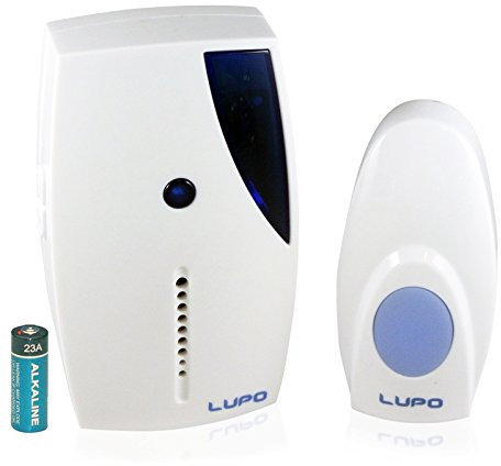 LUPO Wireless Doorbell - Battery Operated Cordless Waterproof Door Bell Ring Chime Kit - Digital LED Flash, Portable - Up to 100m Long Range - 36 Loud Tunes