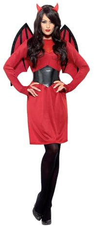 Smiffys Costume diable économique, avec robe, ailes, ceintureet cornes Halloween