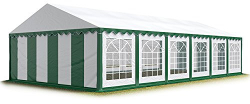 TOOLPORT Tendone per Feste 6x12 m PVC Verde-Bianco 100% Impermeabile Gazebo da Giardino Tendone da Esterno Tenda Party