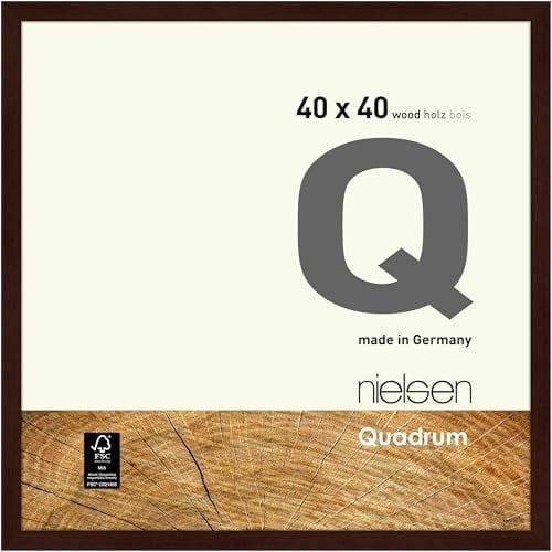 nielsen Bilderrahmen, 40 x 40 cm, Holz, Wengé, Posterrahmen zum Aufhängen im Hoch- & Querformat, Echtglas, Quadrum