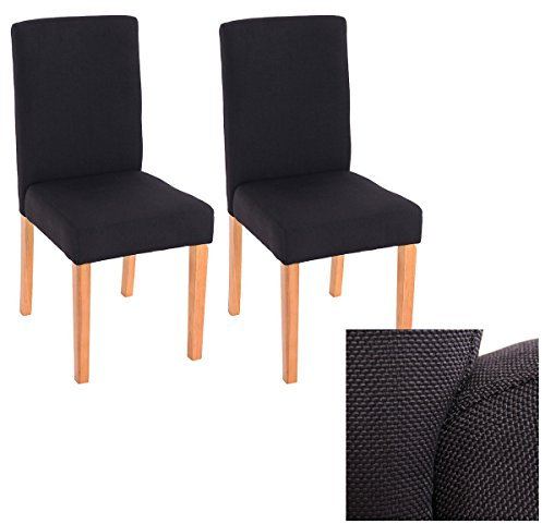 Mendler 2er-Set Esszimmerstuhl Stuhl Küchenstuhl Littau - Textil, schwarz, helle Beine