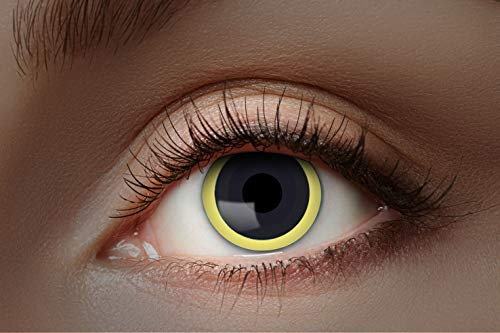 Zoelibat farbige Kontaktlinsen Schwarz ohne Stärke, Flash Eclipse, 1 Paar Linsen für 1 Monate, weiche Monatslinsen für Halloween, Karneval und Fasching