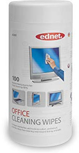 ednet Lot de 100 lingettes nettoyantes antistatiques à base biologique sans traces pour écran, clavier, moniteurs