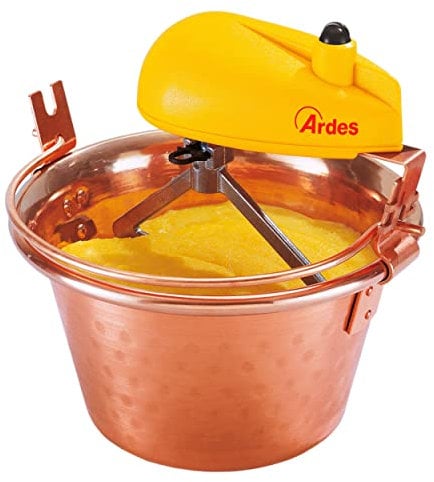 ARDES - AR2440 Kupferkessel Durchmesser 24cm Mischer für Marmelade Polenta, Ardes Mischerkessel mit Elektromotor, Bajonettverschluss, einfache Reinigung, Elektrischer Polentamischer 2/4 Portionen