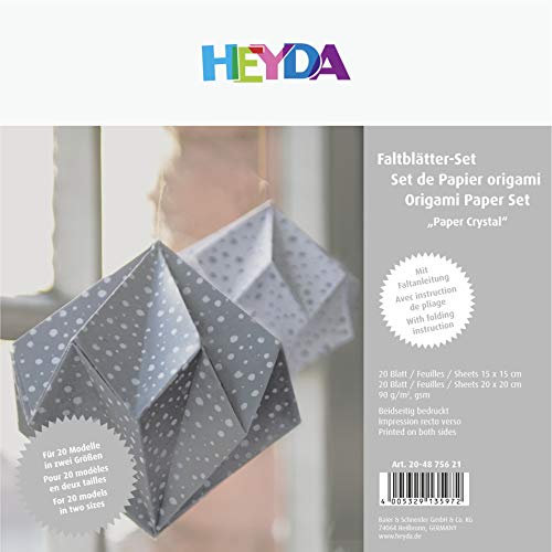 Heyda 204875621 Faltblätter-Set „Crystal“ 20 x 20 cm Silber/Weiß