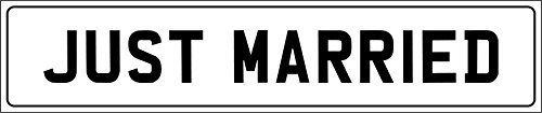 JUST Married Stick ON Number Plate Sign Wedding CAR Decoration 520mm x 110mm
