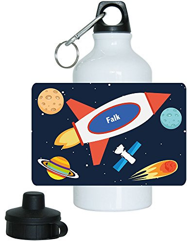 Eurofoto Trinkflasche mit Namen Falk und schönem Weltraum-Motiv für Jungs