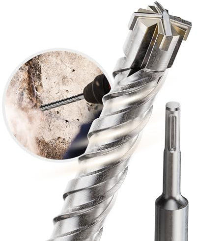 Weischer® - SDS Plus Bohrer 7 x 210 mm | vierschneidiger & langlebiger Steinbohrer | Betonbohrer mit Doppelwendel | Bohrhammer kompatibel | robuste Bohrspitze für Beton, Naturstein & Mauerwerk