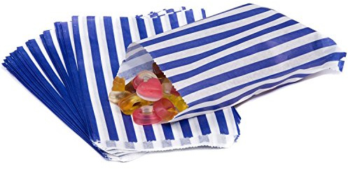 The Paper Bag Company Candy Stripe Paper Bags, 5 x 7 Inches - Blue, Pack of 500