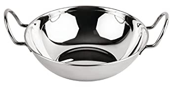Olympia Flat Bottomed Large Stainless Steel Serving Bowl, 30mm | Handles for easy carrying, hot plate compatibility, and an authentic Indian table service design optimize commercial use.