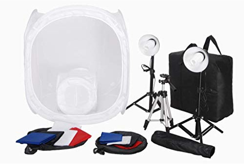 vidaXL Studio foto illuminazione 2 lampade 3 stativi cubi softbox fondali foto